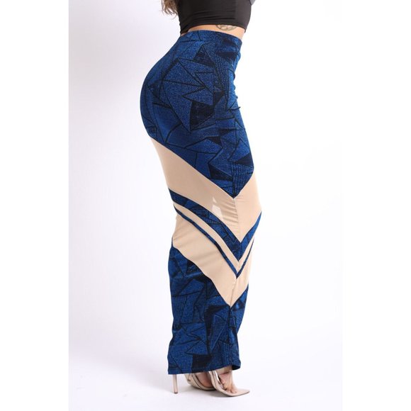 Women's Casual Mesh Contrast Asymmetrical High Waist Maxi Skirt Bodycon Pencil - Picture 4 of 10